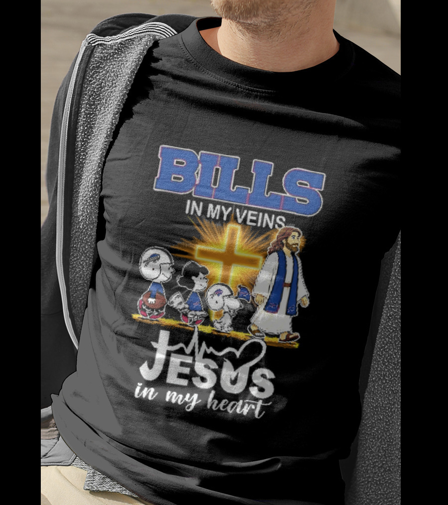 Bills In My Veins Jesus In My Heart Cartoon Characters Walking Cross T-Shirt
