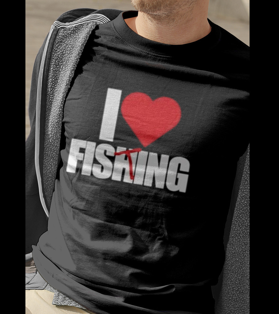 I Heart Fishing With Rod And Hook T-Shirt