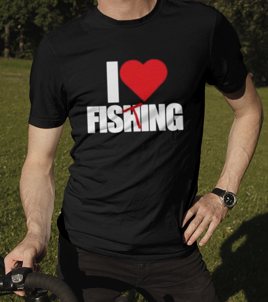 I Heart Fishing With Rod And Hook T-Shirt