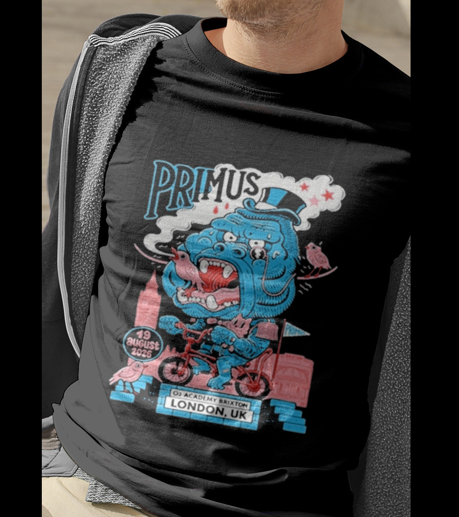Primus 19 August 2026 O2 Academy Brixton London UK Blue Monster T-Shirt