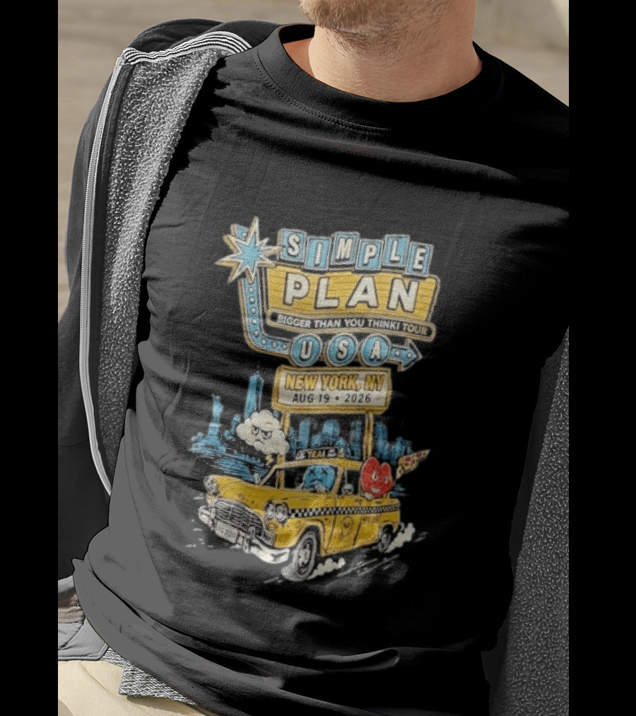 Simple Plan Bigger Than You Think Tour 2026 USA New York Event August 19 Capital One City Parks Foundation SummerStage Taxi T-Shirt