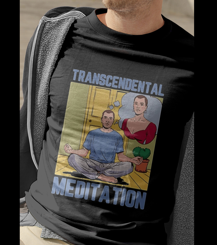 Transcendental Meditation Retro Comic Style Man Meditating Thought Bubble T-Shirt