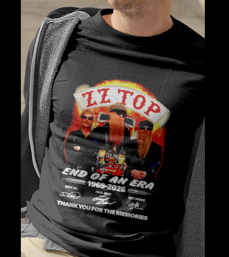 ZZ Top End Of An Era 1969 2026 Dusty Hill Frank Beard Billy Gibbons Thank You For The Memories T-Shirt
