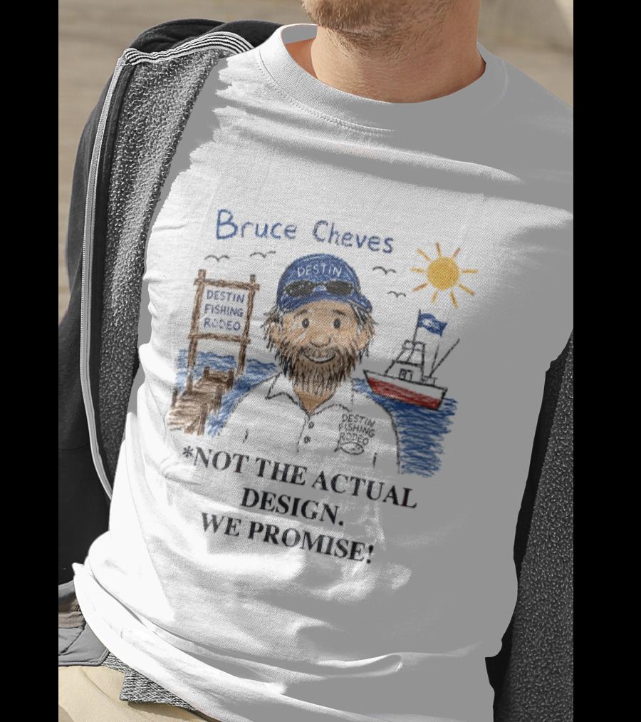 Destin Fishing Rodeo Bruce Cheves Cartoon Caricature Boat Sun Dock T-Shirt