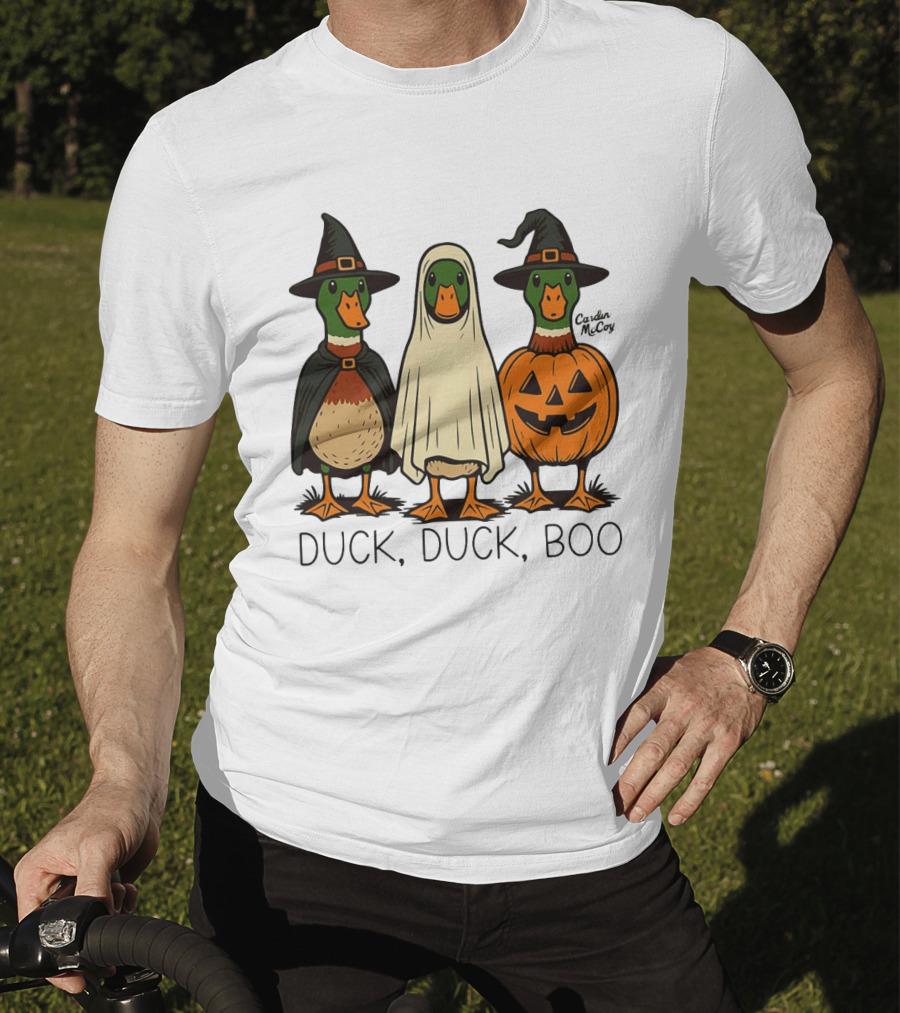 Duck Duck Boo Halloween 2026 Duck Trio In Costumes T-Shirt