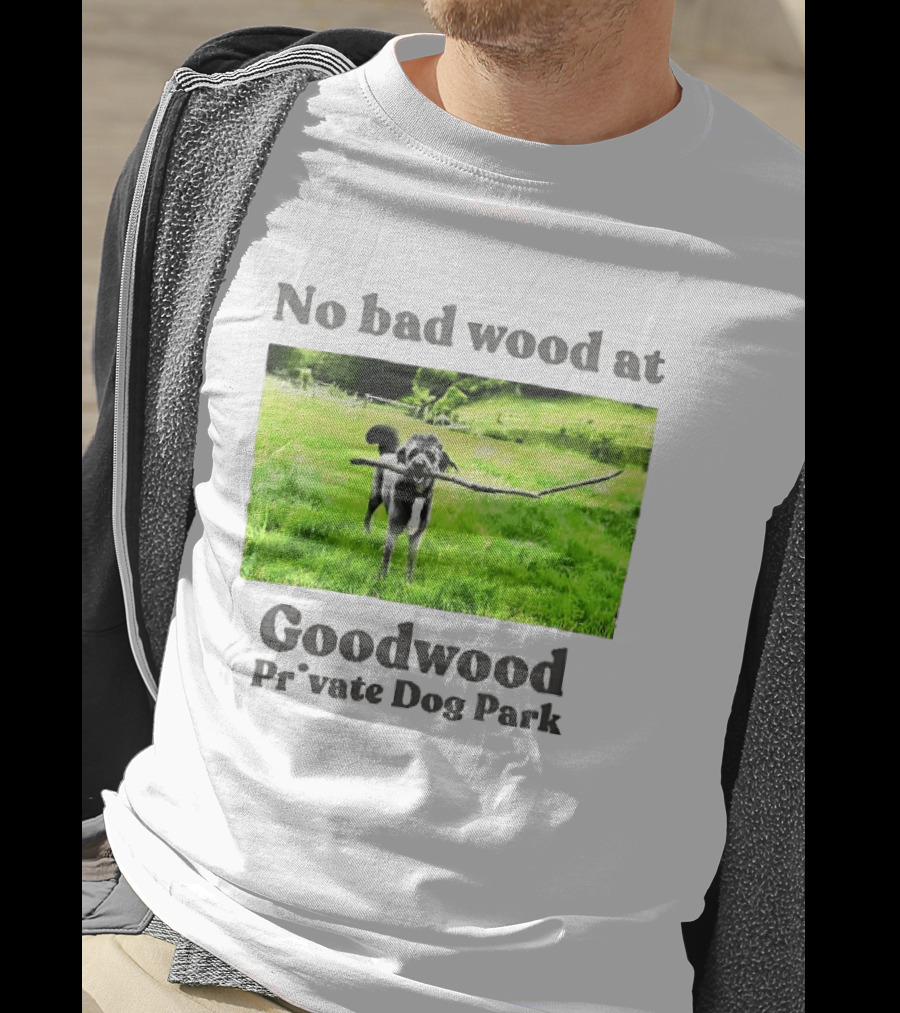 No Bad Wood At Goodwood Private Dog Park Playful Pup With Stick T-Shirt