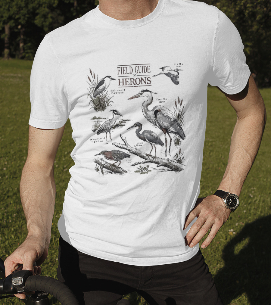 Field Guide Herons Black Crowned Night Heron Yellow Crowned T-Shirt
