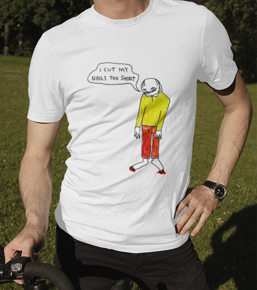 I Cut My Nails Too Short Yellow Red T-Shirt