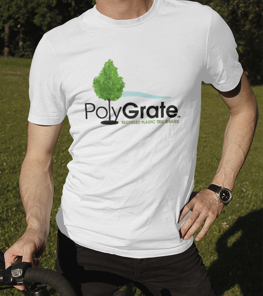 PolyGrate Recycled Plastic Tree Grates Green Foliage Blue Wave T-Shirt