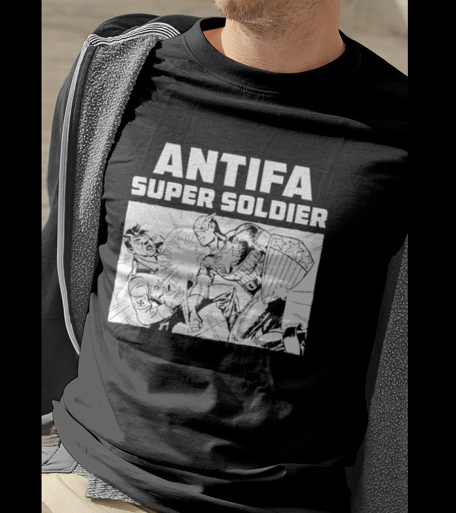 ANTIFA Super Soldier Punching Hitler Captain America T-Shirt