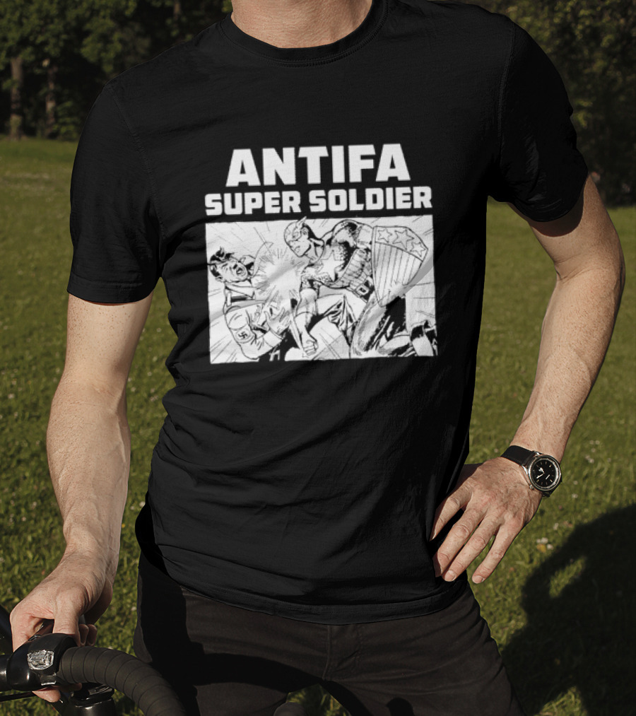 ANTIFA Super Soldier Punching Hitler Captain America T-Shirt
