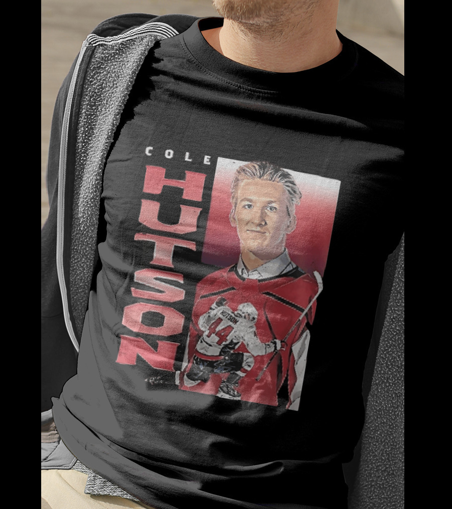 Cole Hutson Ice Hockey Player Red Jersey Number 44 Celebration T-Shirt