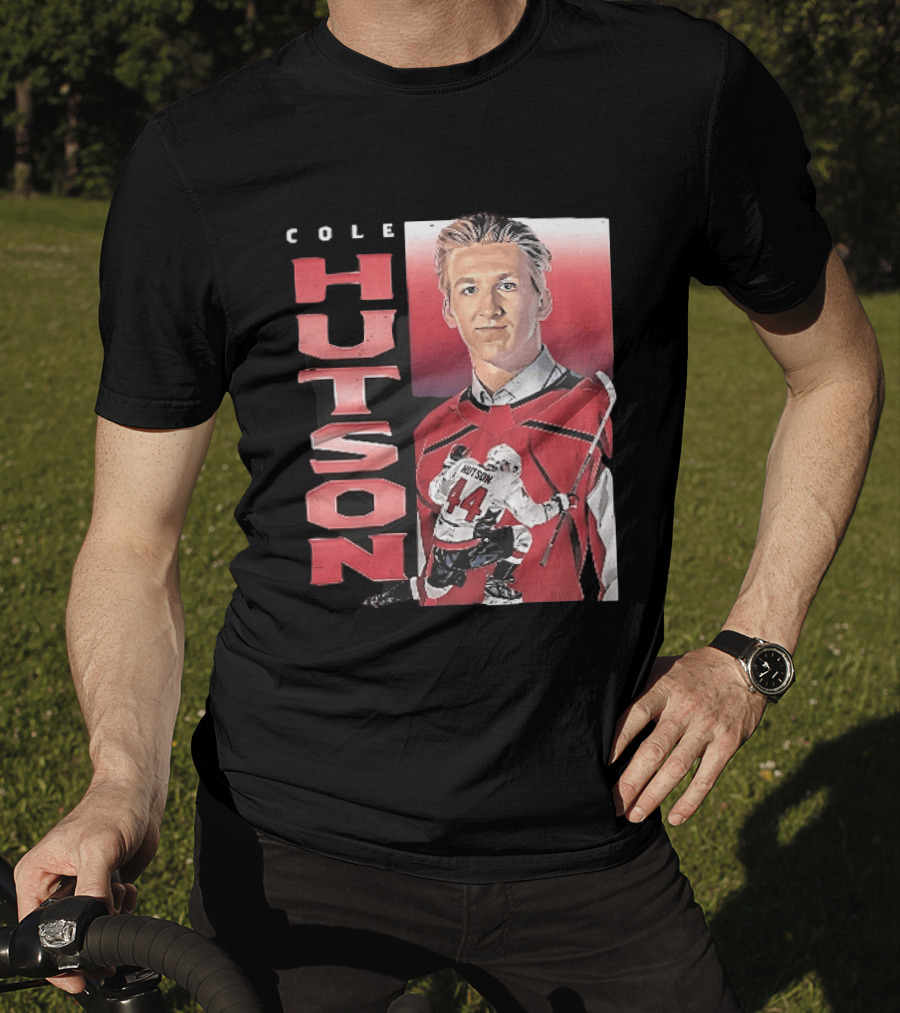 Cole Hutson Ice Hockey Player Red Jersey Number 44 Celebration T-Shirt