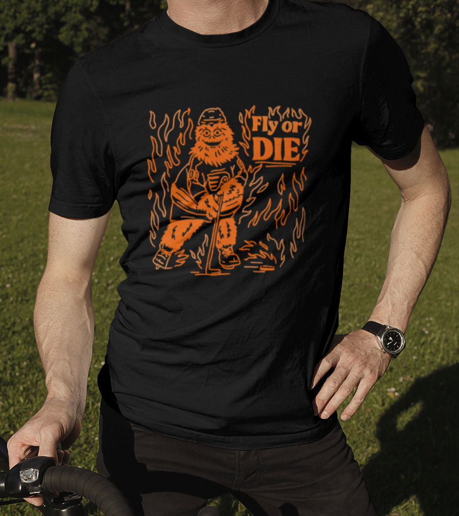 Fly Or Die Gritty Philadelphia Flyers Hockey Flame T-Shirt