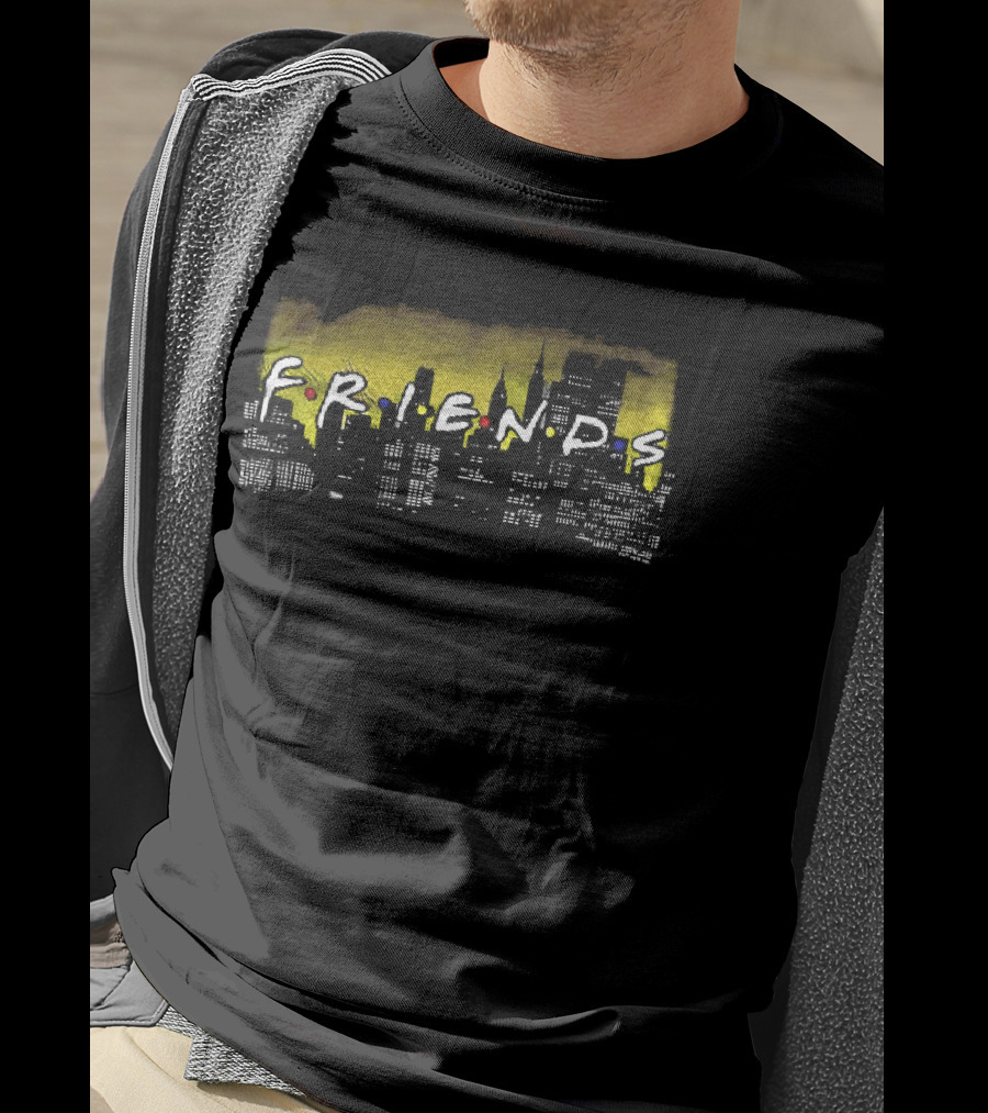 Friends Yellow Glowing New York City Skyline Night T-Shirt