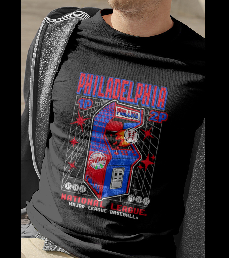 Philadelphia Phillies 1P 2P National League Major League Baseball Arcade T-Shirt