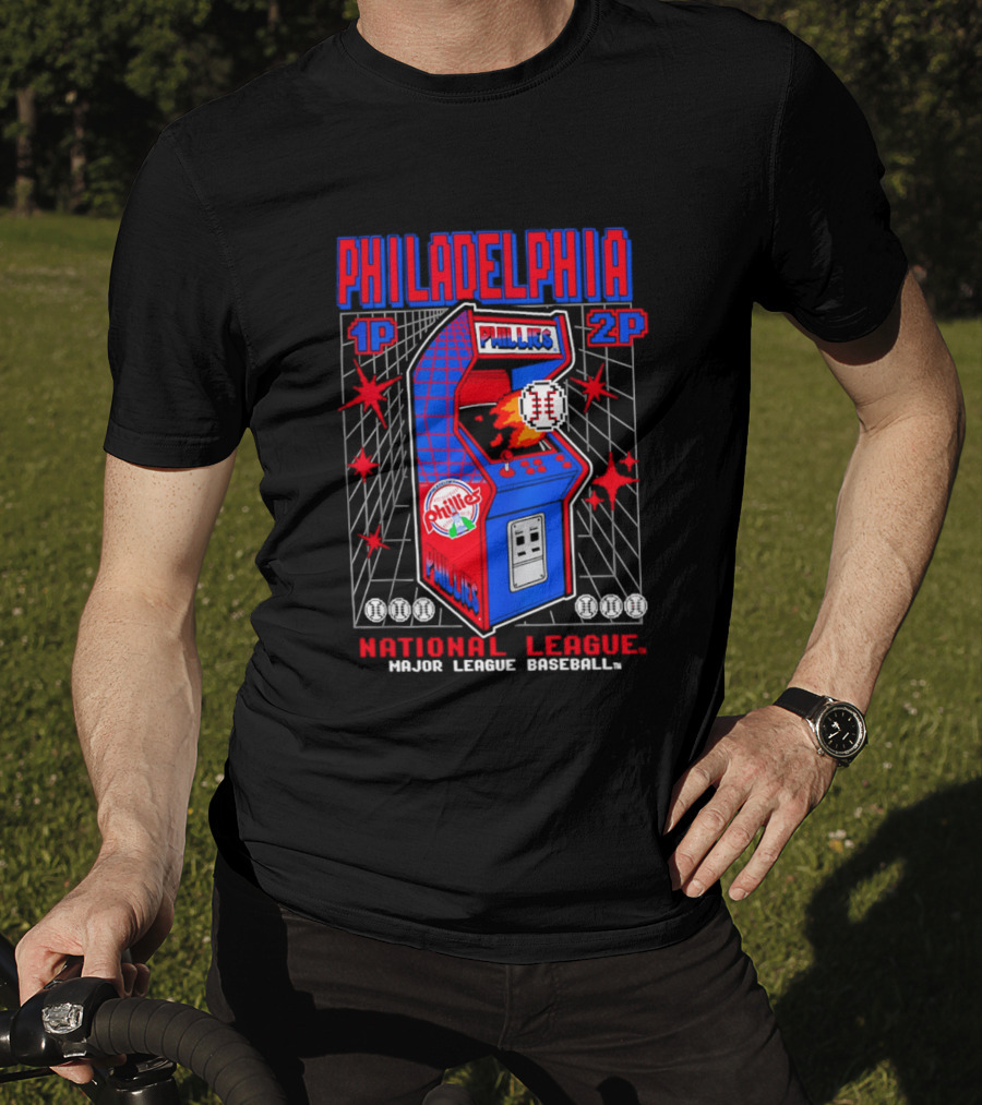 Philadelphia Phillies 1P 2P National League Major League Baseball Arcade T-Shirt