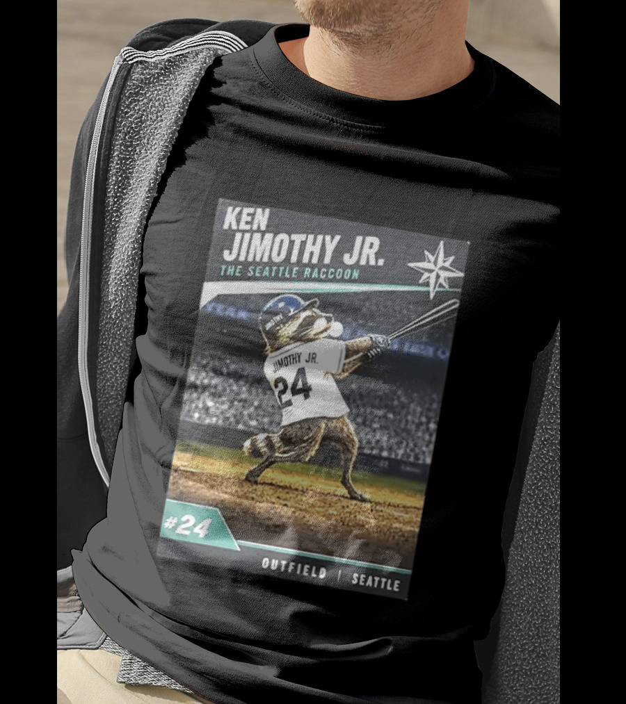Ken Jimothy Jr The Seattle Raccoon Outfield Seattle Mariners #24 T-Shirt