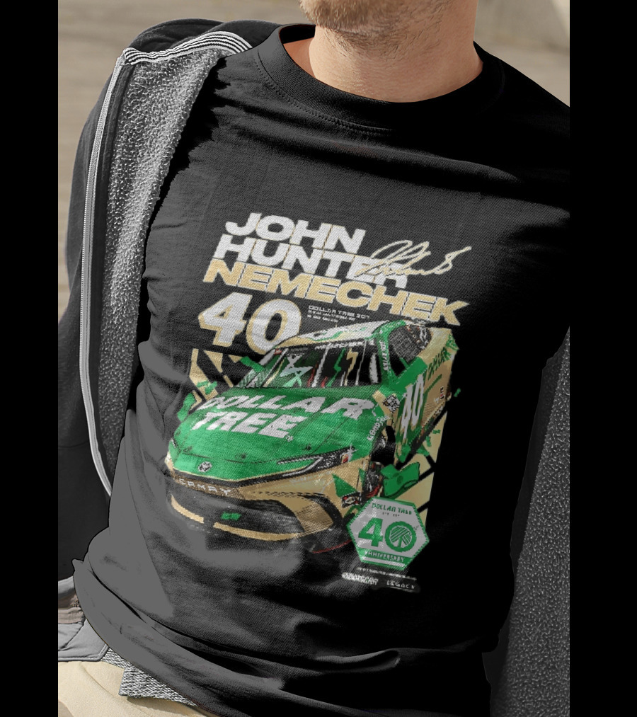 John Hunter Nemechek Dollar Tree 301 40th Anniversary 2026 Green Gold Toyota Camry Nascar New Hampshire Est 1986 T-Shirt