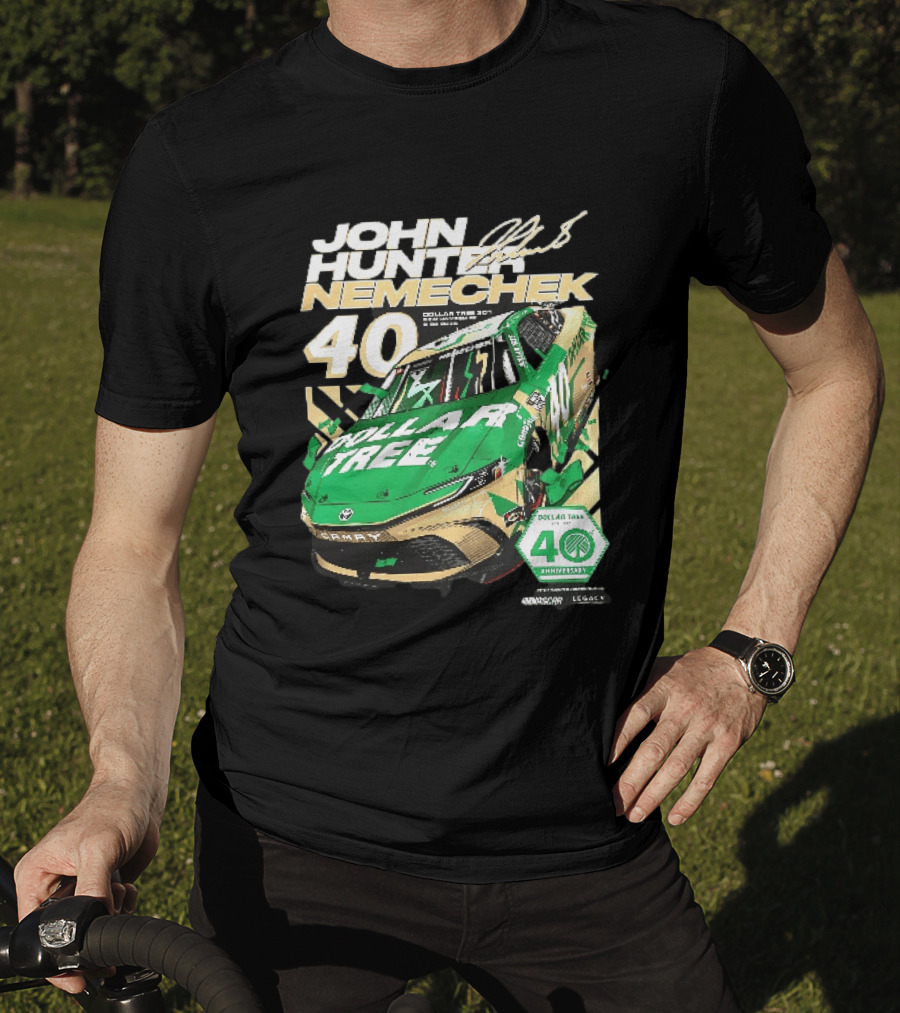 John Hunter Nemechek Dollar Tree 301 40th Anniversary 2026 Green Gold Toyota Camry Nascar New Hampshire Est 1986 T-Shirt