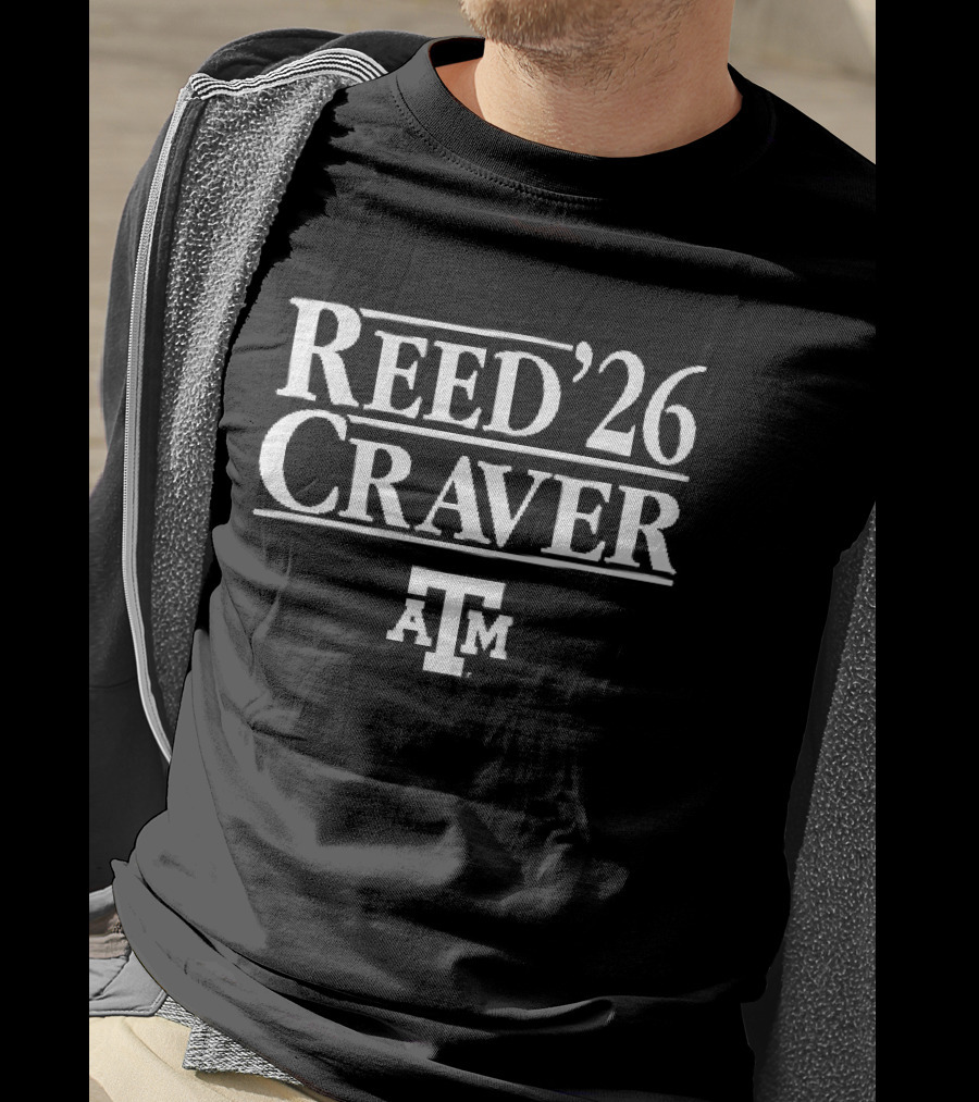 Reed 26 Craver Texas A&M Aggies ATM Beveled Serif Lines T-Shirt