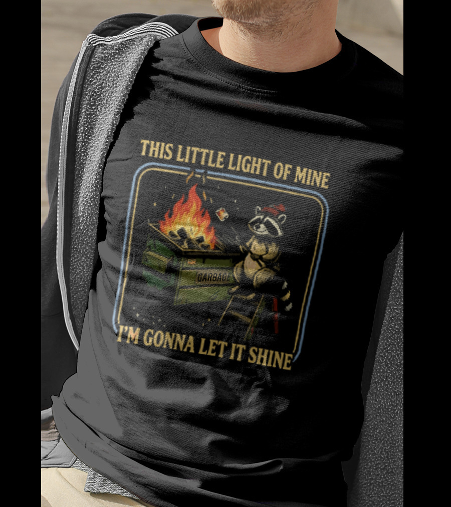 This Little Light Of Mine I'm Gonna Let It Shine Raccoon Cozy Bonfire T-Shirt