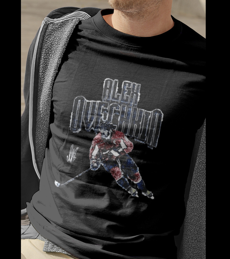 Washington Capitals NHL Alex Ovechkin Ice Hockey Player Skating Stick T-Shirt