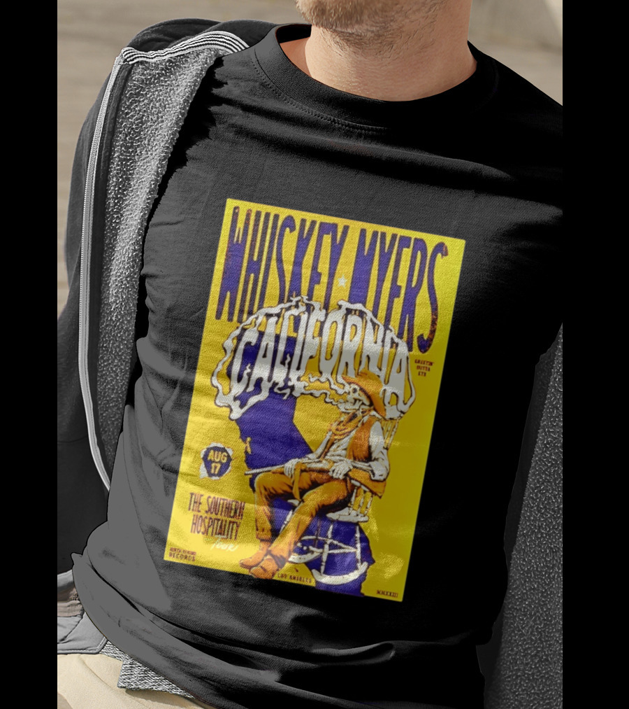 Whiskey Myers California Southern Hospitality Tour August 17 Los Angeles Reclining Cowboy T-Shirt