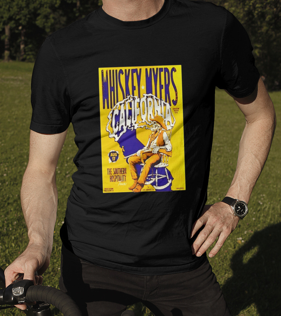 Whiskey Myers California Southern Hospitality Tour August 17 Los Angeles Reclining Cowboy T-Shirt