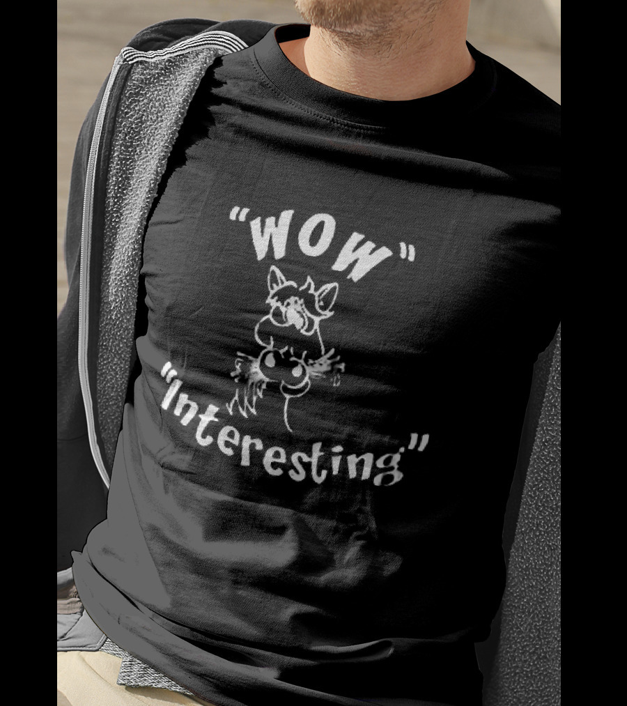 Wow Interesting Cartoon Cat Drawing T-Shirt
