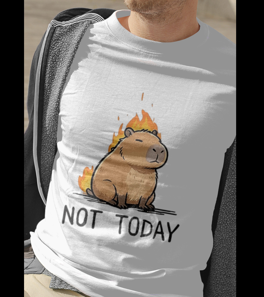 Capybara On Fire Not Today Calm Meme T-Shirt
