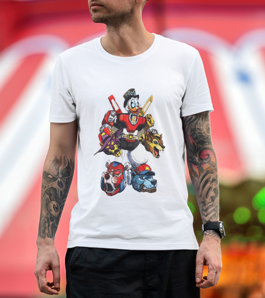 Cartoon Duck Mecha Robot Animal Armor Combination With Animal Heads T-Shirt