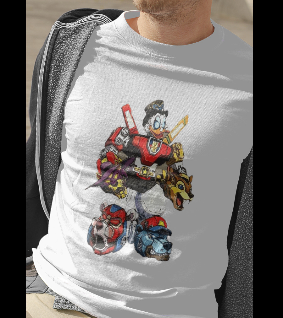 Cartoon Duck Mecha Robot Animal Armor Combination With Animal Heads T-Shirt