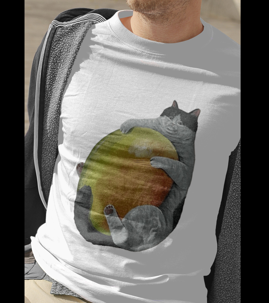 Cat Hugging Giant Mango Fruit T-Shirt