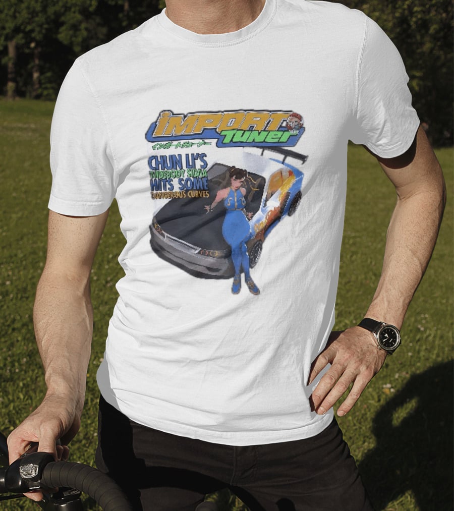 Import Tuner Chun Li's Widebody Silvia Hits Some Dangerous Curves Auto Racing Anime T-Shirt