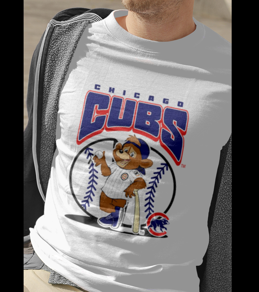 Chicago Cubs MLB 2026 Mania Bear Character Baseball Bat T-Shirt