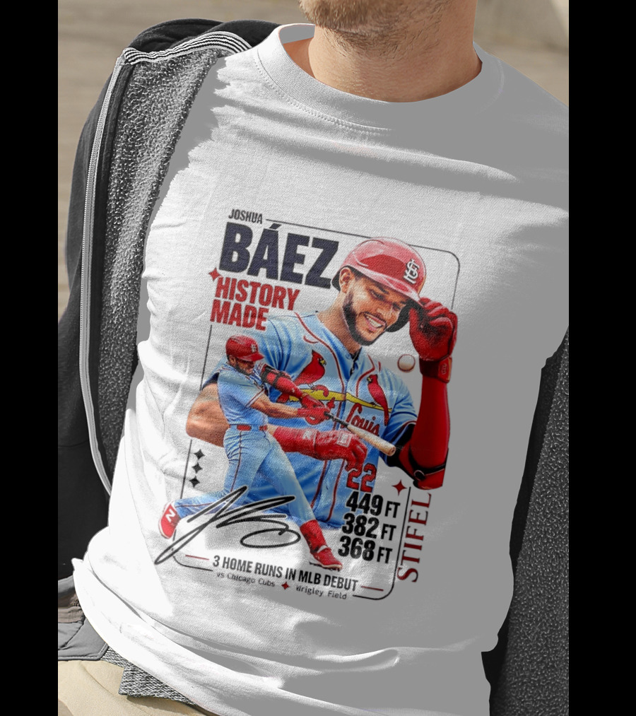 Joshua Baez St. Louis Cardinals Historic MLB Debut 3 Home Runs Wrigley Field T-Shirt