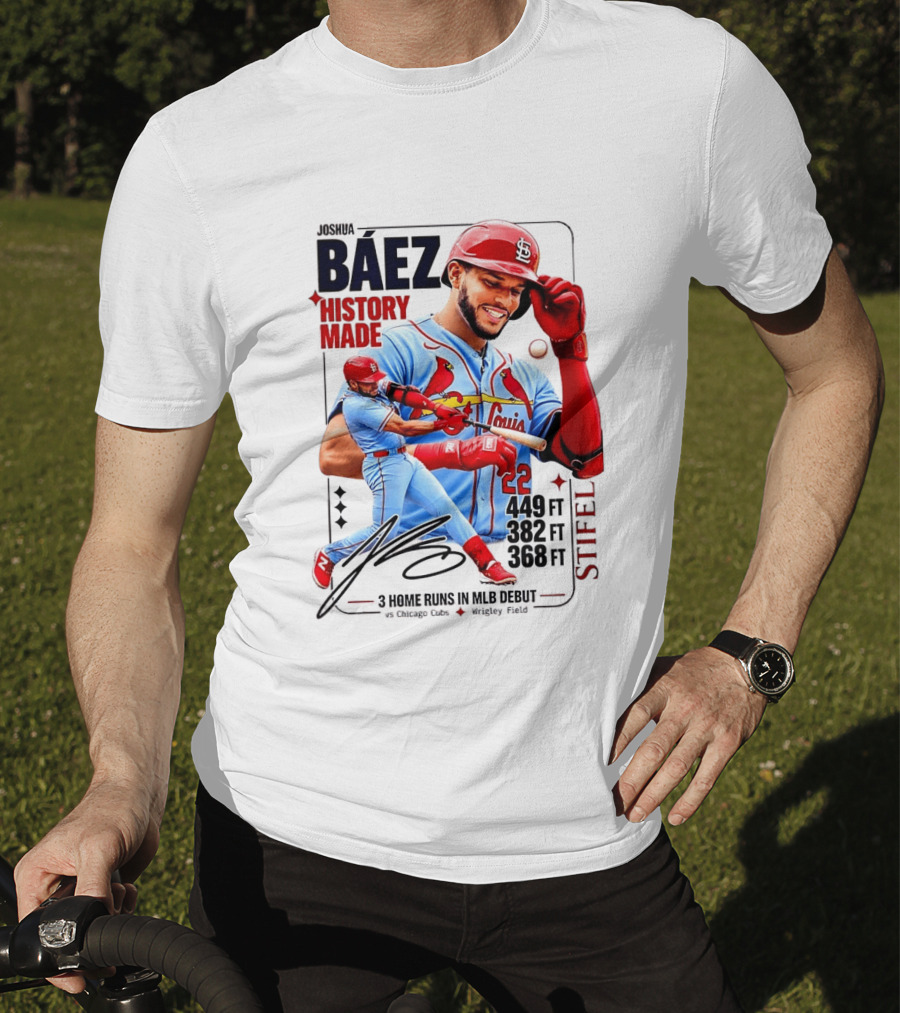 Joshua Baez St. Louis Cardinals Historic MLB Debut 3 Home Runs Wrigley Field T-Shirt