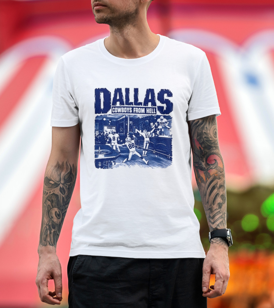 Dallas Cowboys From Hell Football Bar Scene T-Shirt