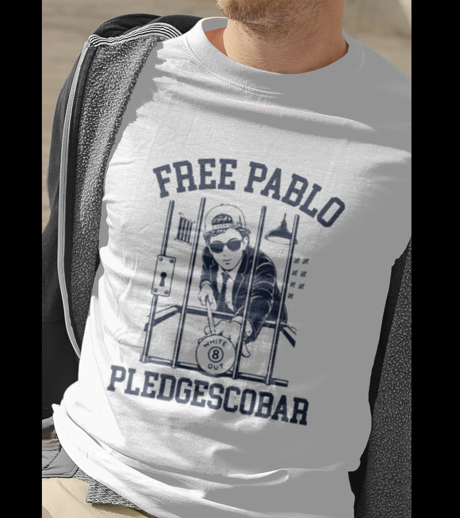 Free Pablo Pledgescobar Jail Break White Out T-Shirt