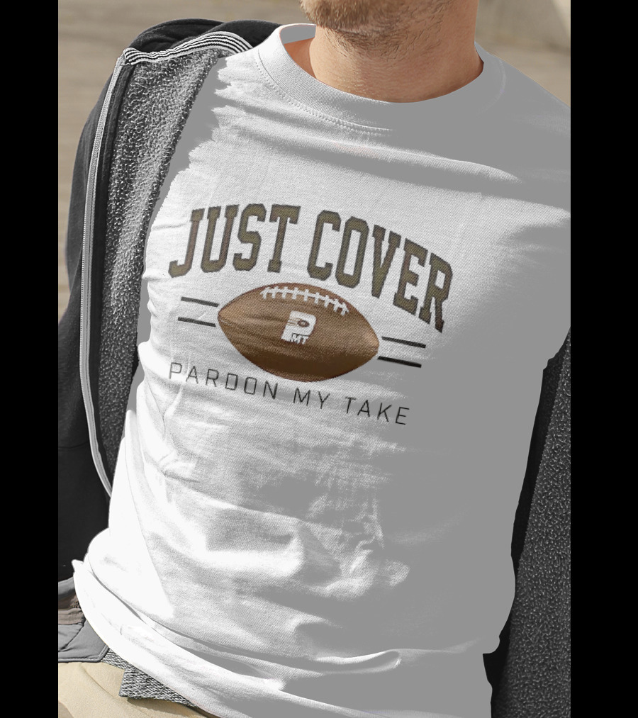Just Cover Pardon My Take PMT Brown Football White Laces T-Shirt