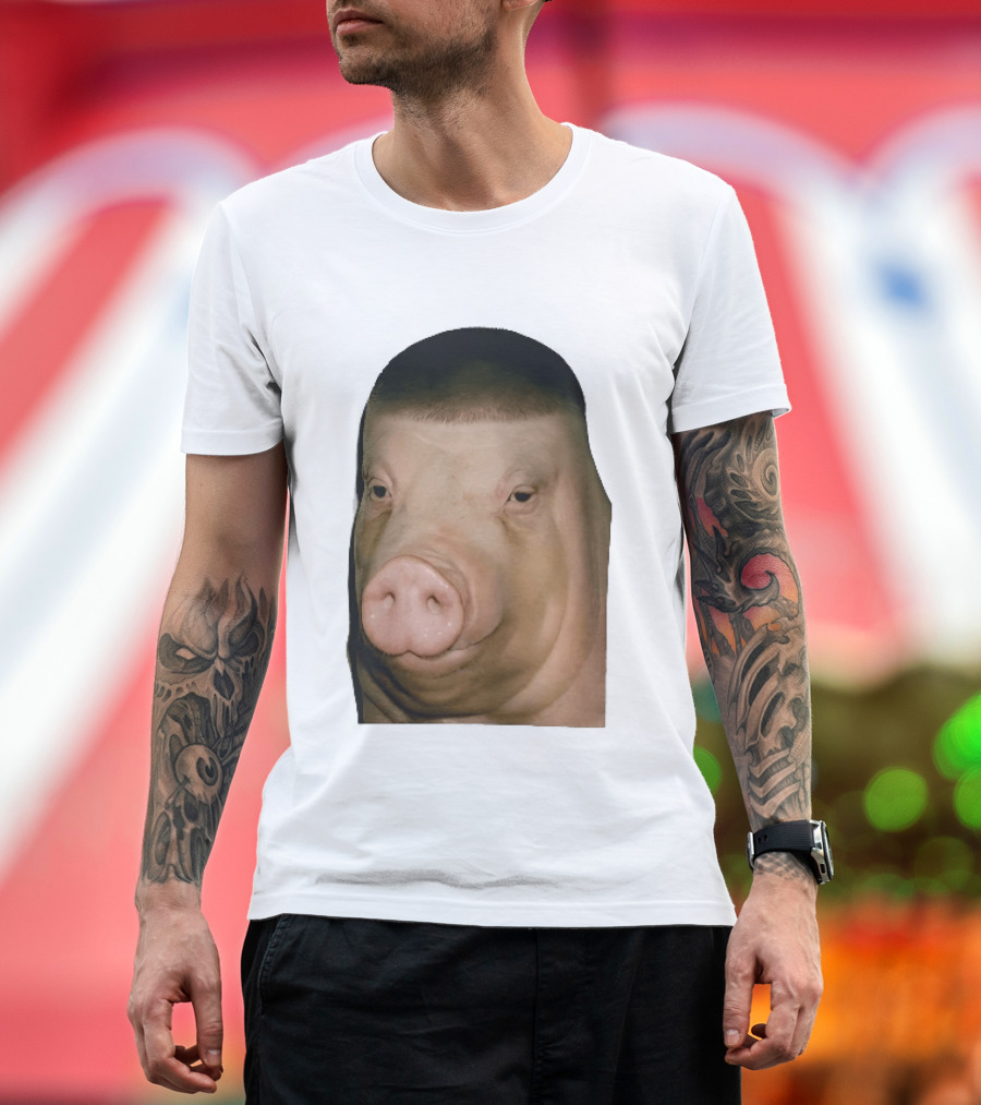 Photorealistic Close Up Pig Face Edgar Haircut Cutout T-Shirt
