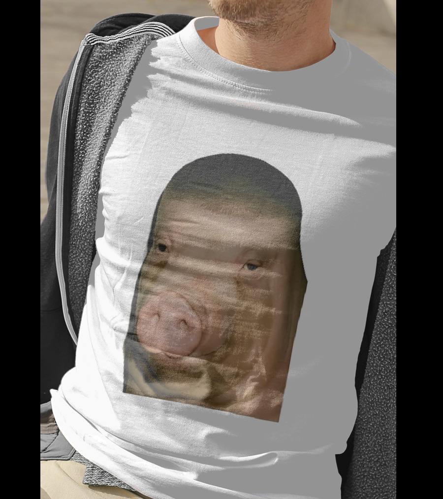 Photorealistic Close Up Pig Face Edgar Haircut Cutout T-Shirt