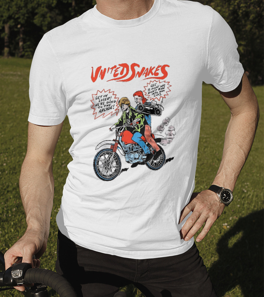 United Snakes Get On Loser We're Going To The Arcade Motorcycle Adventure T-Shirt
