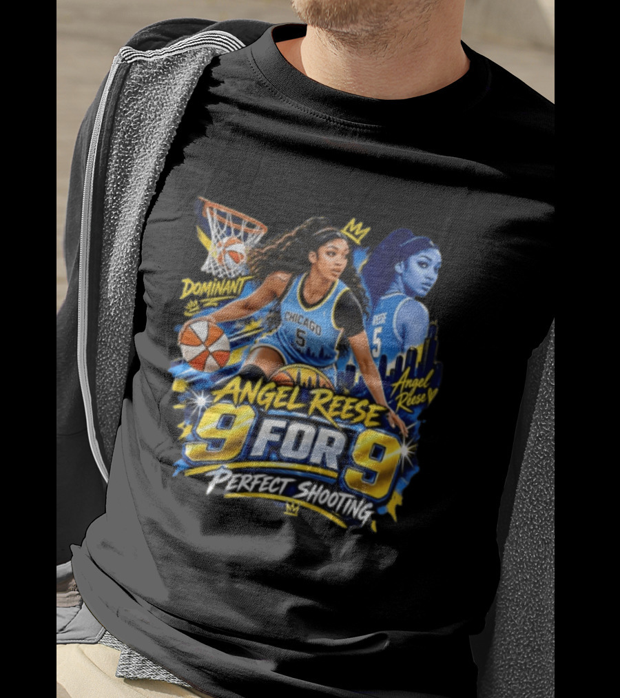 Angel Reese 9 For 9 Perfect Shooting Dominant Chicago Basketball T-Shirt