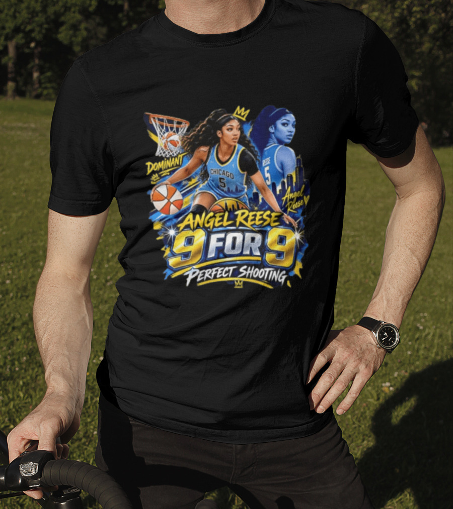 Angel Reese 9 For 9 Perfect Shooting Dominant Chicago Basketball T-Shirt