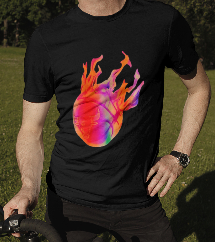 Chicago Bulls NBA Basketball Flaming Fireball NBA Fans Merchandise T-Shirt