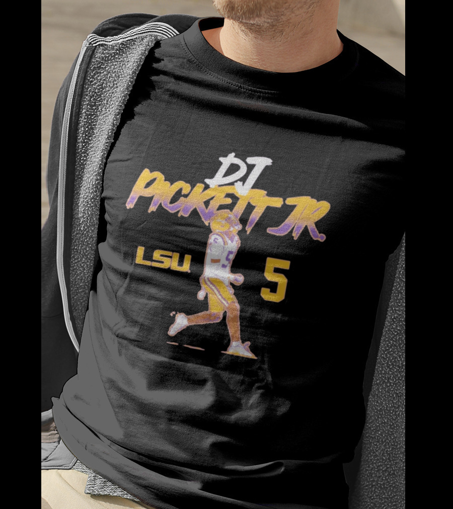 DJ Pickett Jr. LSU Tigers 5 Football Pose T-Shirt