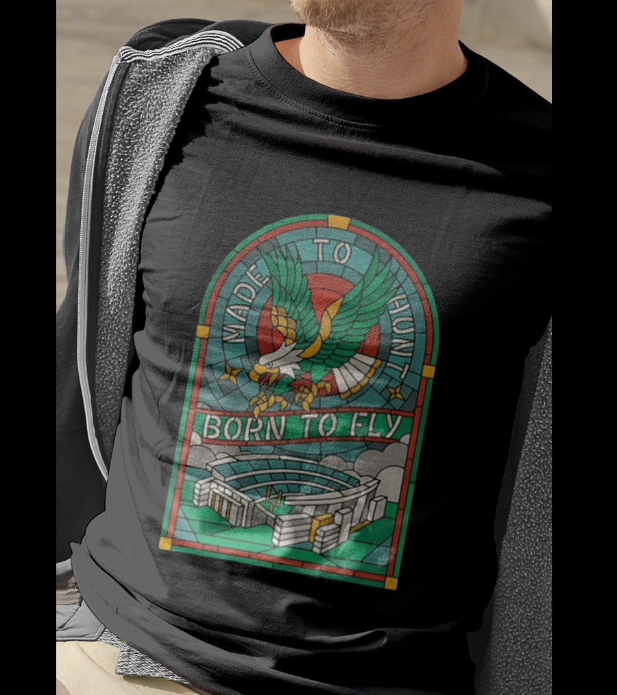 Philadelphia Eagles Stained Glass Stadium Made To Hunt Born To Fly Football T-Shirt