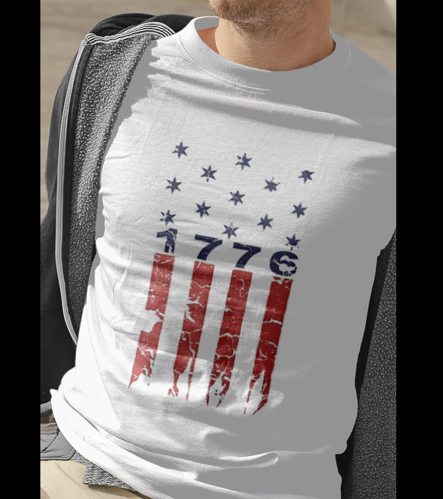 1776 Distressed American Flag Stars Stripes Patriotic T-Shirt